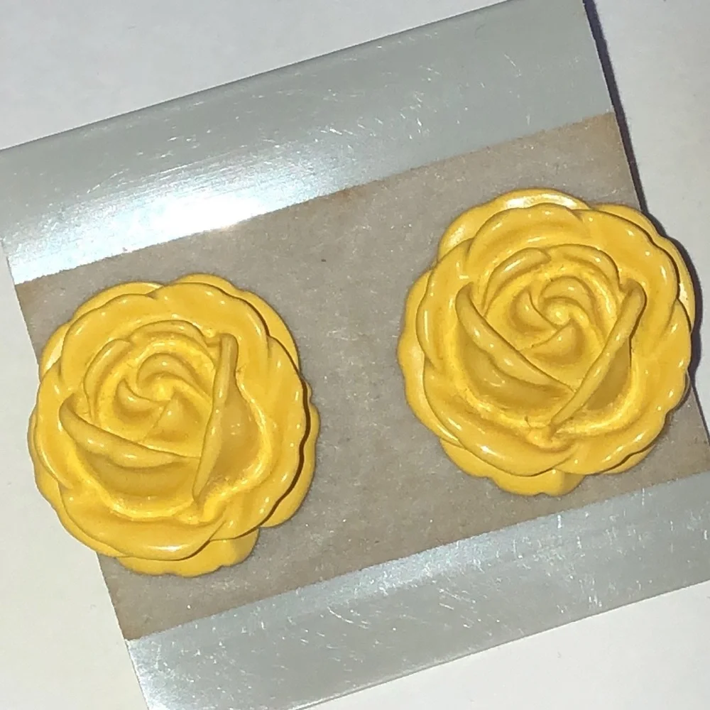 Vintage Yellow Rose Retro Boho Earrings